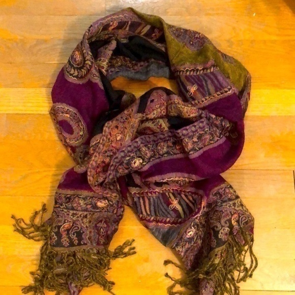 Boho purple and black scarf - Picture 1 of 4